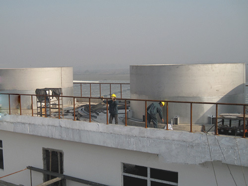 大型料仓现场安装裙座部分